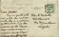 Lock (Mary Ann) Letter to Mother (Postcard)